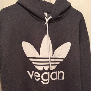 Adidas Charcoal Hoodie with White Vegan Logo